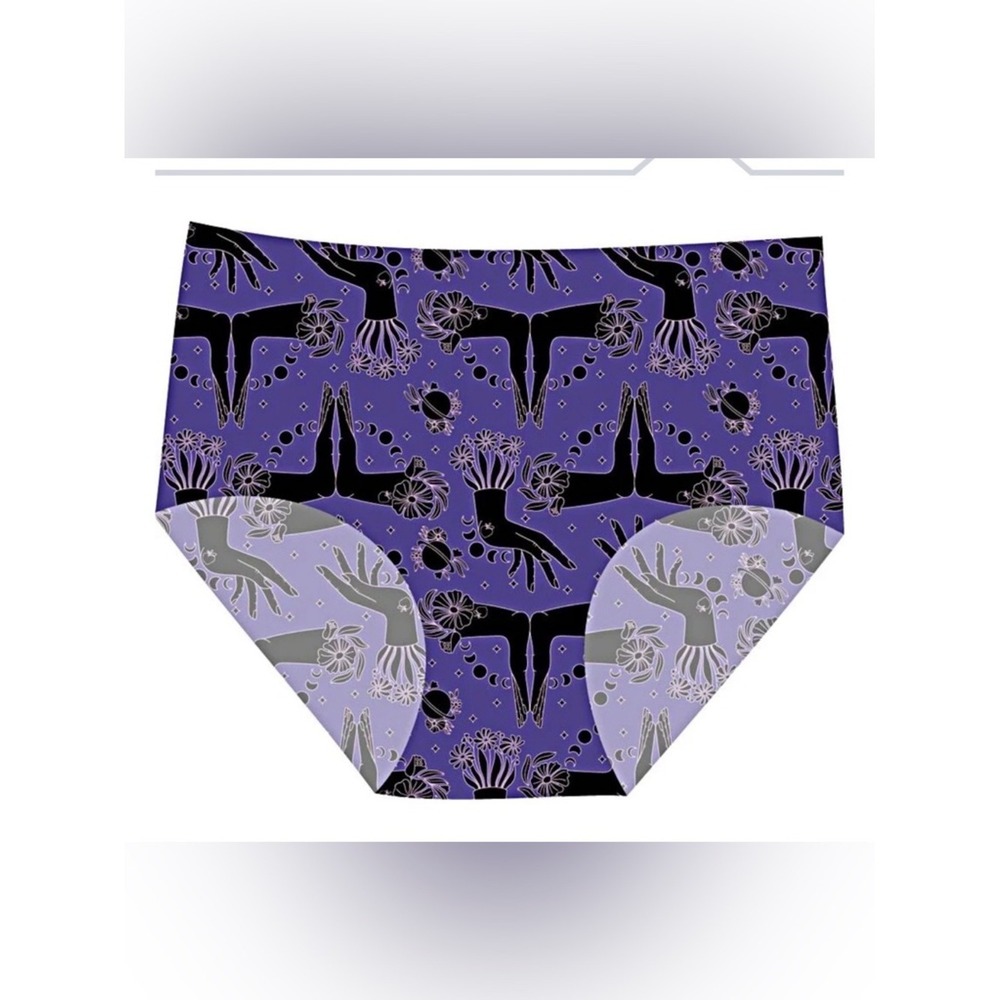 NWT, Women's briefs, purple with hands and feet, 2XL, K21